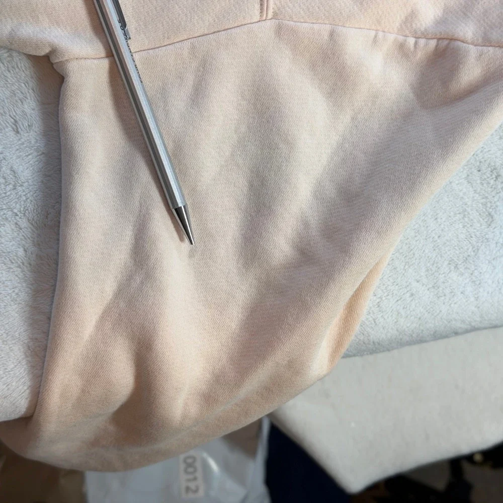 Nike Hoodie Womens L Pink Good Metallic Gold Silver Foil Logo Cropped Pullover - Picture 7 of 11